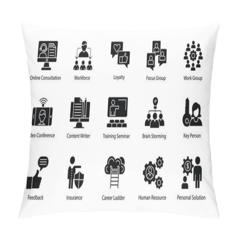 Personality  Pack Of Business Management Glyph Icons  Pillow Covers