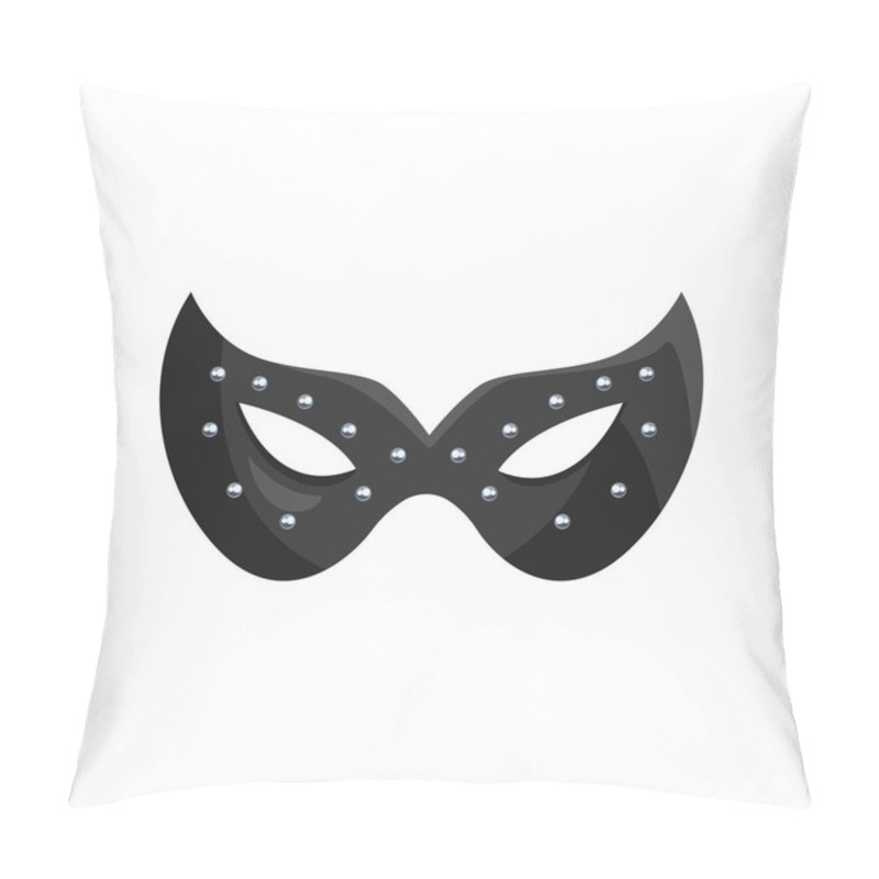 Personality  Black Leather Mask, Fetish Stuff For Role Playing And Bdsm Vector Illustration On A White Background Pillow Covers