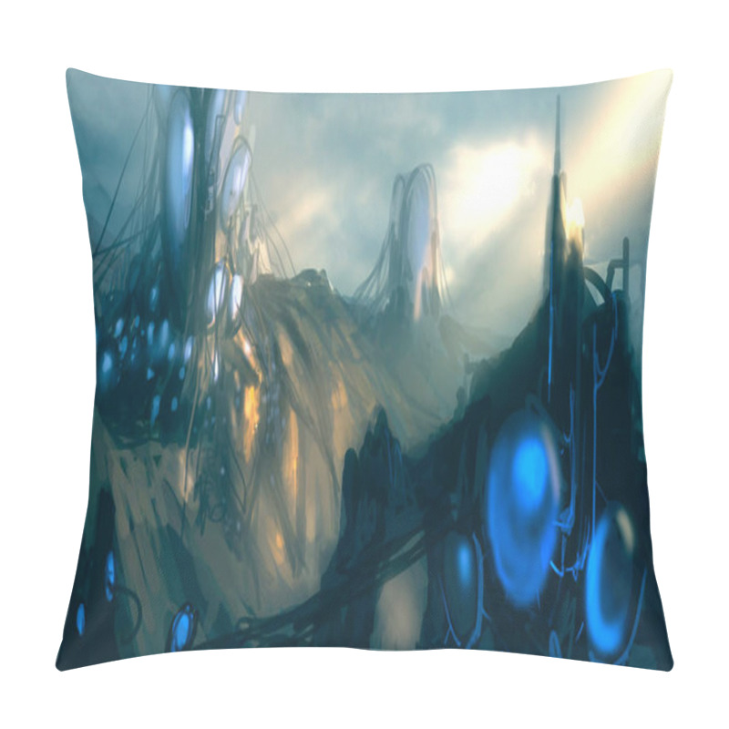 Personality  Science Fiction Scene, Digital Painting. Pillow Covers