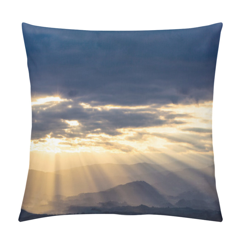 Personality  Rays Of Light In The Evening Sky Pillow Covers