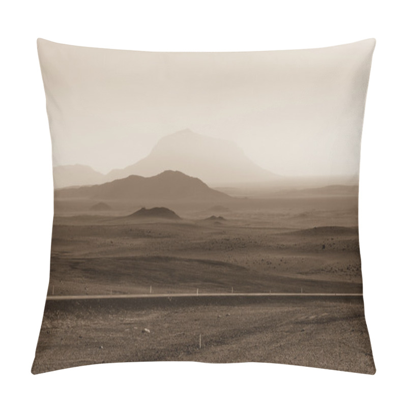 Personality  Highway Through Iceland Mountains Landscape. Pillow Covers