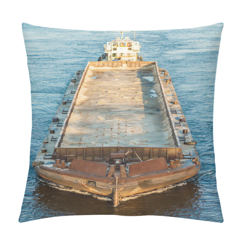 Personality  Barge On The River. Vessel On Sunset Pillow Covers