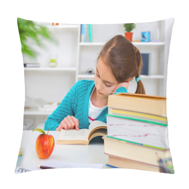 Personality  Young School Girl Reading A Book Pillow Covers