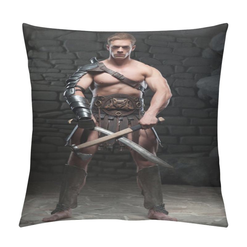 Personality  Gladiator With Two Swords Pillow Covers