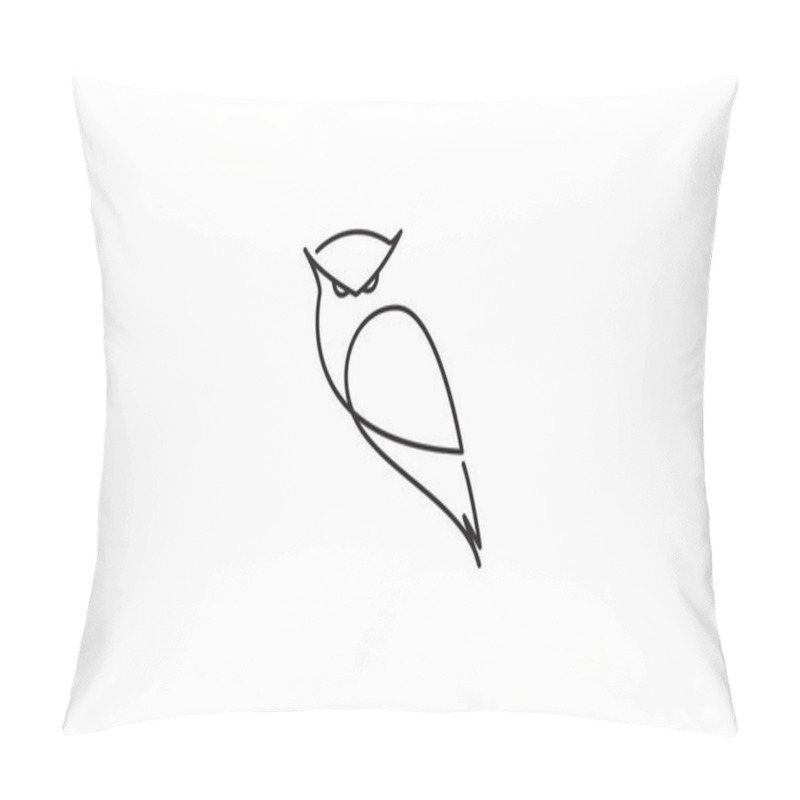 Personality  Continuous Lines Bird Owl Logo Vector Icon Illustration Design Pillow Covers