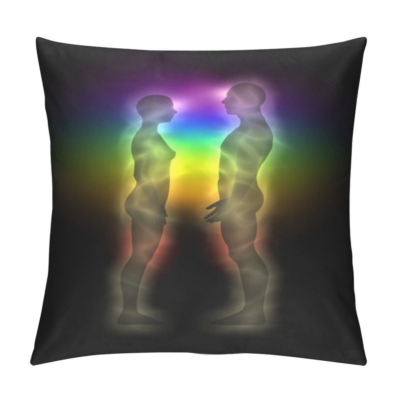 Personality  Woman And Man Silhouette With Aura, Chakras, Energy - Profile Pillow Covers