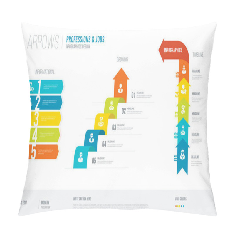 Personality  Arrows Style Infogaphics Design From Professions & Jobs Concept. Pillow Covers