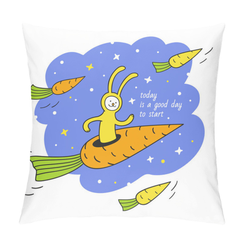 Personality  . Bunny Rabbit In The Carrot-rocket  Pillow Covers