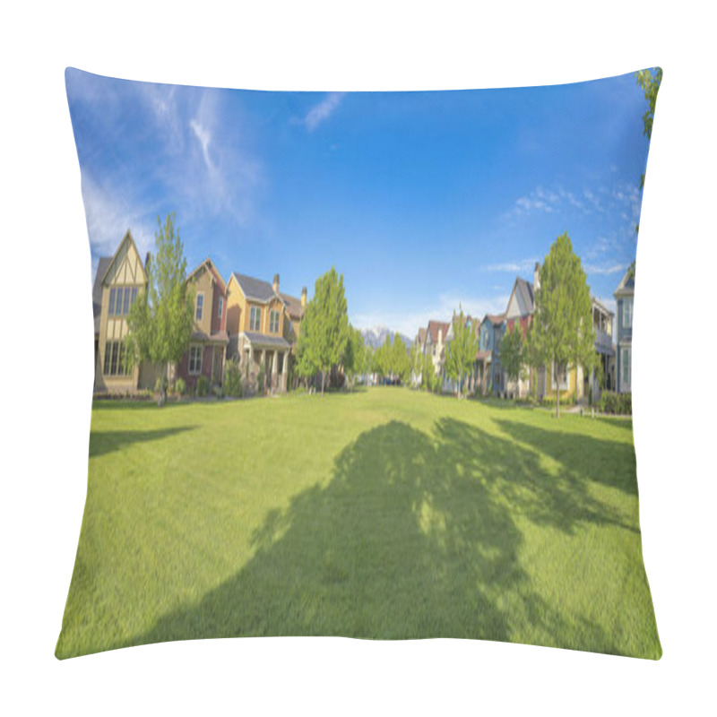 Personality  Large Green Field With Trees In The Middle Of Residential Are At Daybreak, Utah Pillow Covers