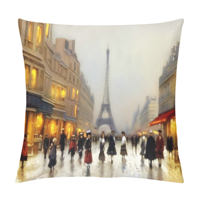 Personality  Oil Paintings Landscape, Night View Of The City Of The City. Artwork, Fine Art, People Walking On The Street, Old Paris Pillow Covers