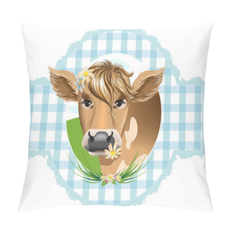 Personality  Cows With Flowers In Their Teeth Pillow Covers