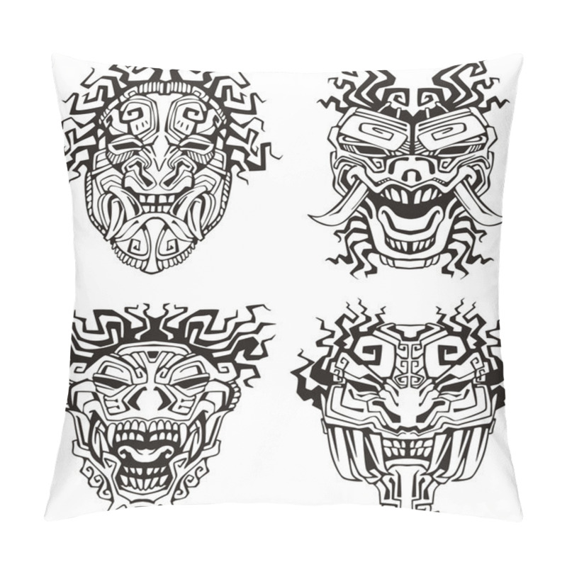 Personality  Aztec Monster Totem Masks Pillow Covers