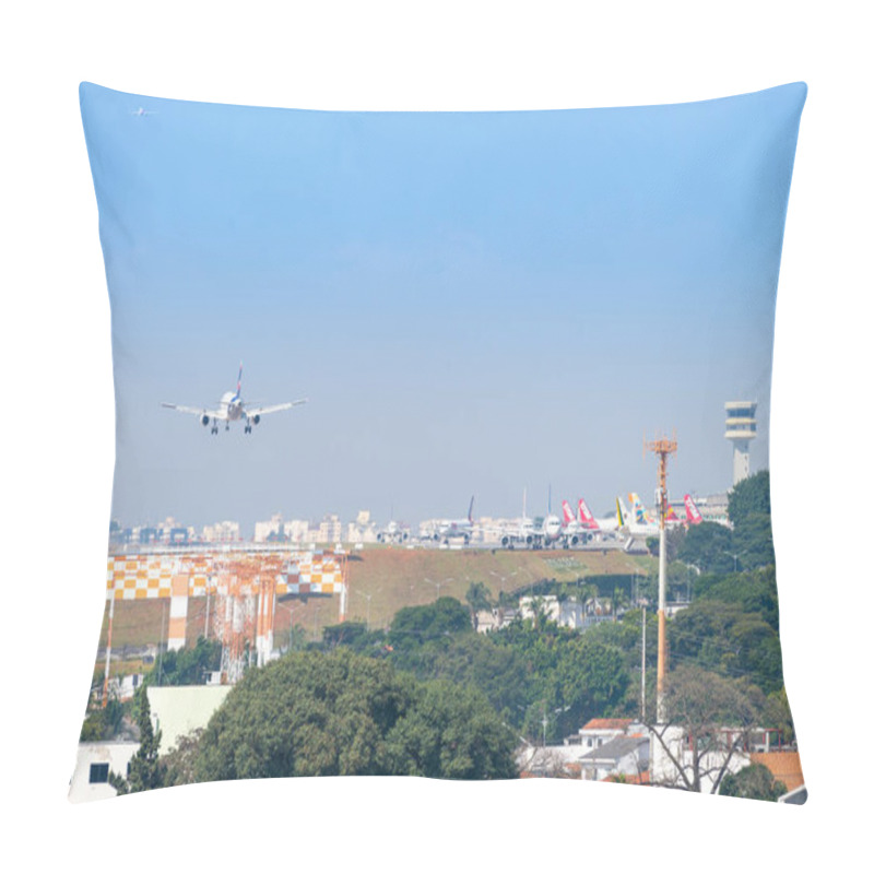 Personality  Sao Paulo, Brazil, Mai 26, 2018: Air Traffic At The Congonhas Airport In Sao Paulo Pillow Covers