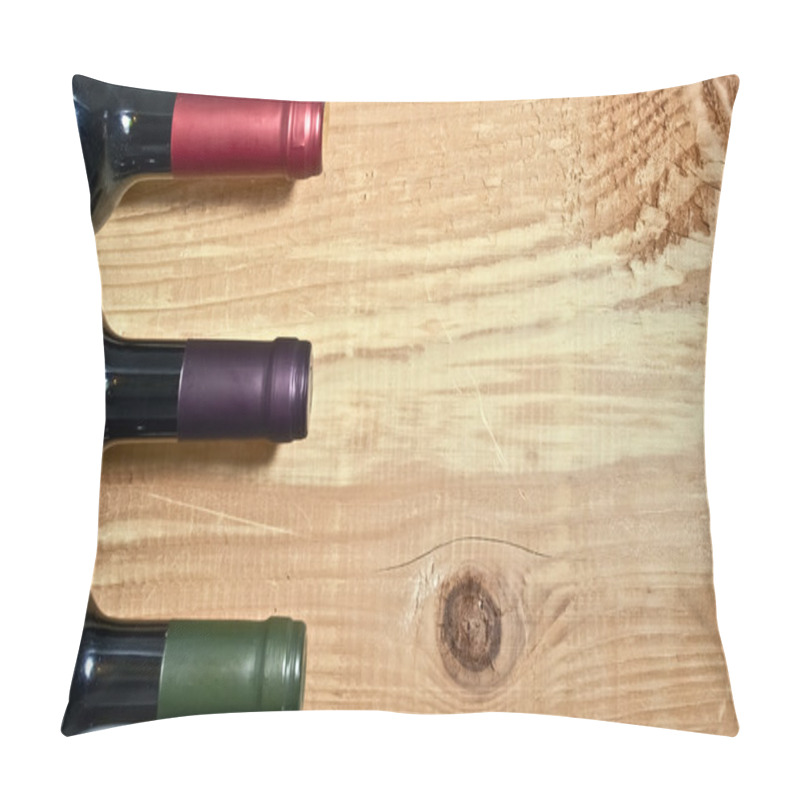 Personality  Wine Bottle On A Wooden Table Pillow Covers