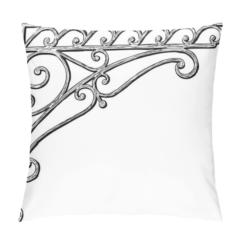 Personality  Hand Drawing Of An Architectural Detail In Shape Of An Ornamental Corner Pillow Covers