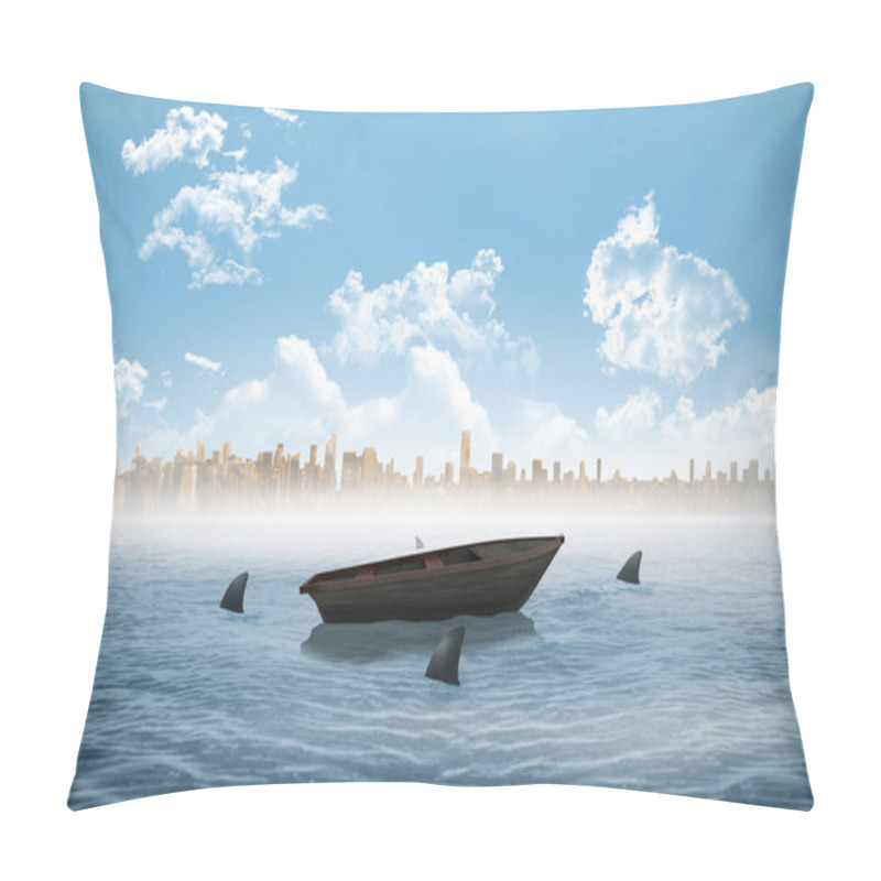 Personality  Sharks Circling Boat In The Sea Pillow Covers