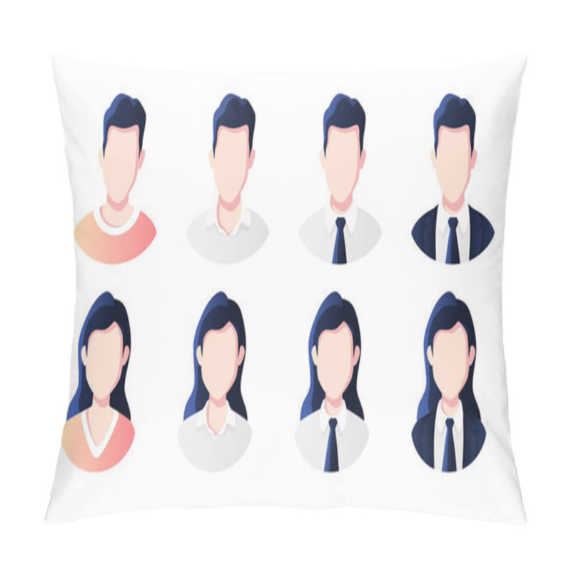 Personality  People Avatars Set. Businessman, Office Worker In Suit. Profile Picture Icons. Male And Female Faces. Cute Cartoon Modern Simple Design. Beautiful Colorful Template. Flat Style Vector Illustration. Pillow Covers