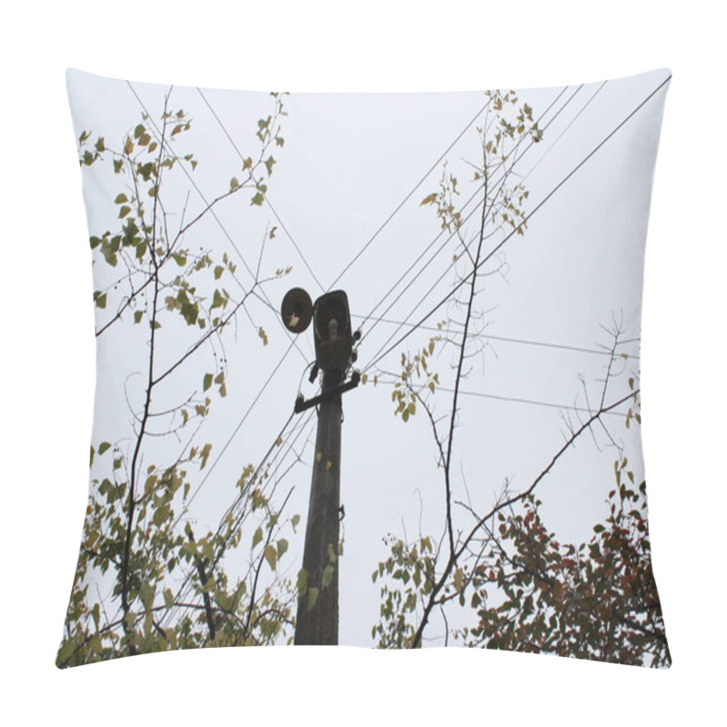 Personality  The Street Lamp Stands Out Distinctly Against The Gray Sky. Pillow Covers