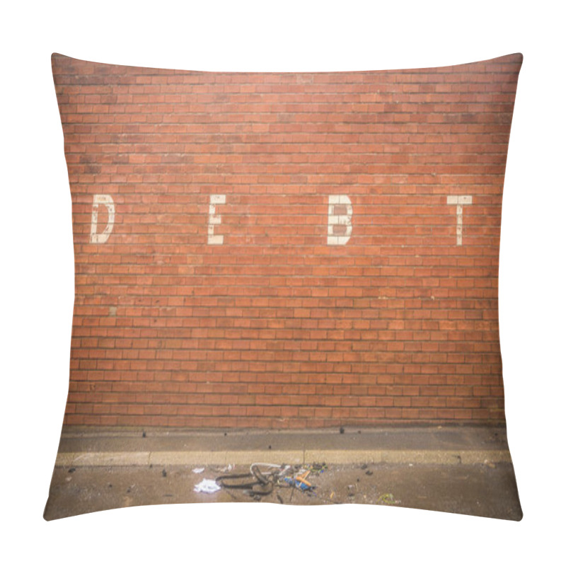 Personality  Debt On Red Brick Wall Pillow Covers