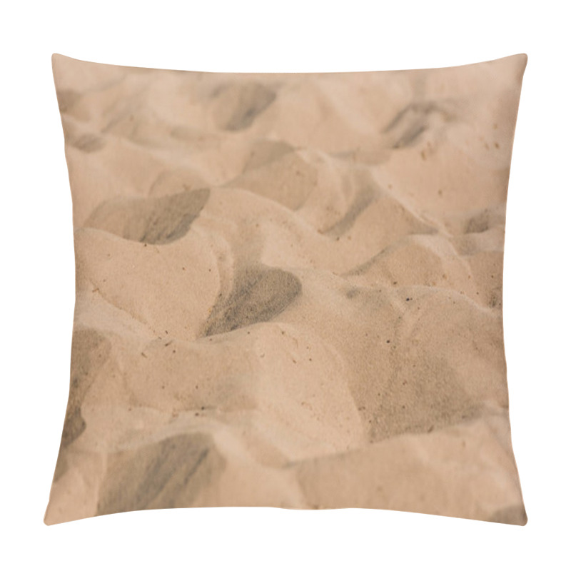 Personality  Selective Focus Of Golden Wavy Sand In Desert  Pillow Covers