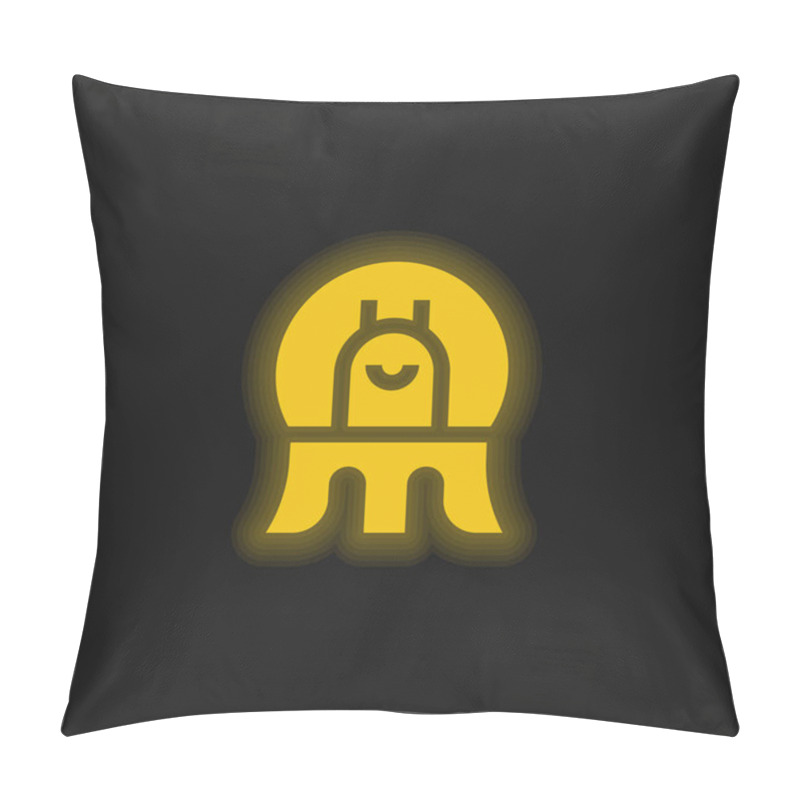 Personality  Alien Yellow Glowing Neon Icon Pillow Covers