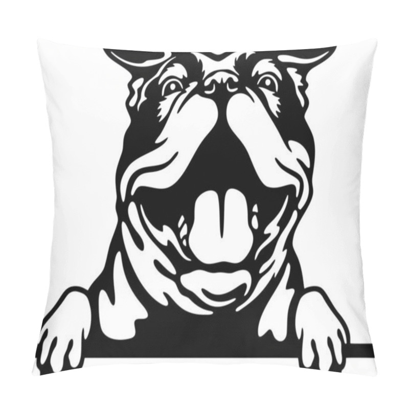 Personality  Peeking Bulldog - Funny Farm Animals Peeking Out - Face Head Isolated On White Pillow Covers