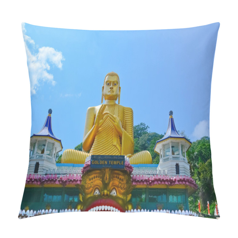 Personality  Wall Paintings And Buddha Statues At Dambulla Cave Golden Temple Pillow Covers