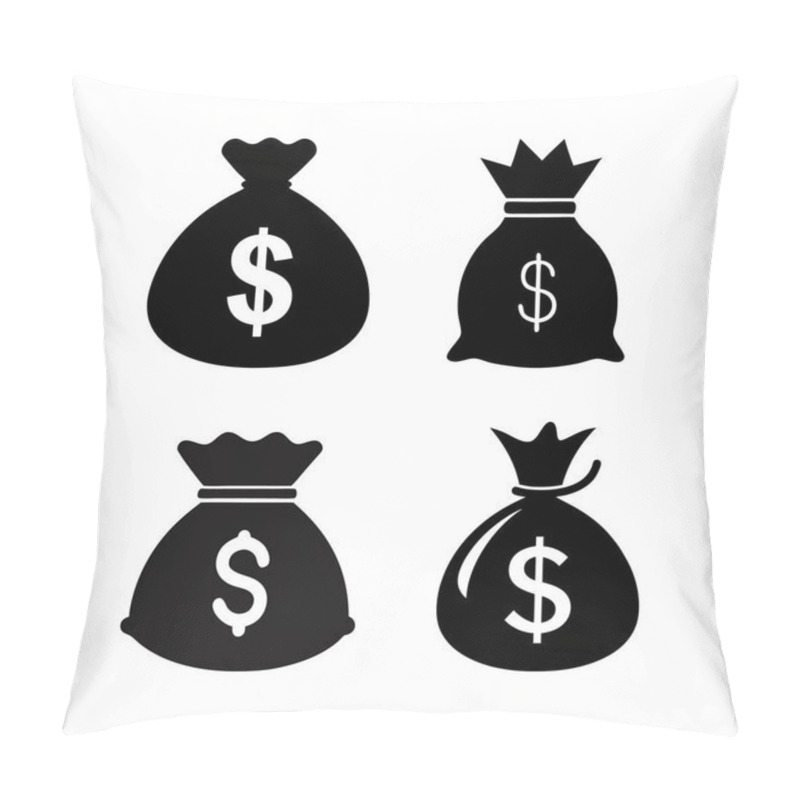 Personality  Money Bag With Dollar Sign. Sack Dollar Black Silhouette Pillow Covers