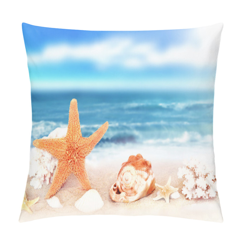 Personality  Seashells On Seashore In Tropical Beach Pillow Covers