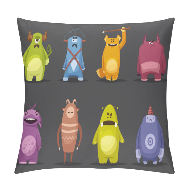 Personality  Funny Cute Monster. Cartoon Vector Illustration Pillow Covers