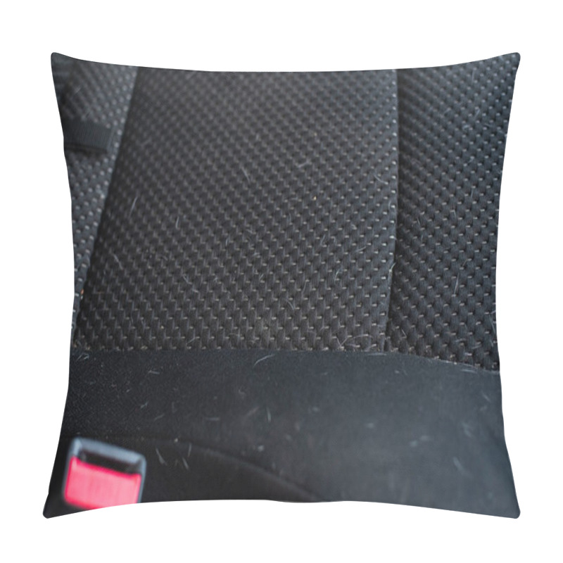 Personality  White Dog Hair On A Black Back Seat Of A Car. Pillow Covers