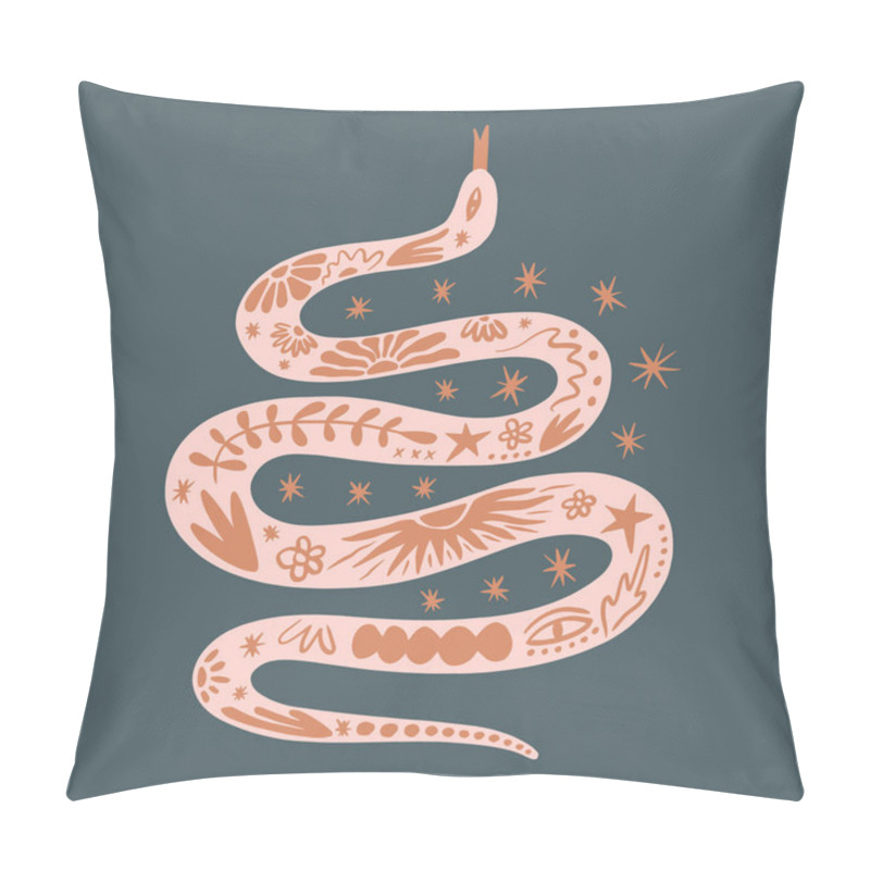 Personality  Boho Snake Ornate Animal Bohemian Naive Funky Handdrawn Style Art Pillow Covers