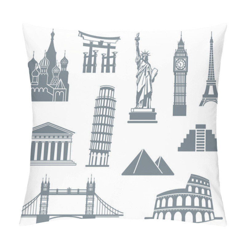 Personality  World Landmark Icon Set Pillow Covers