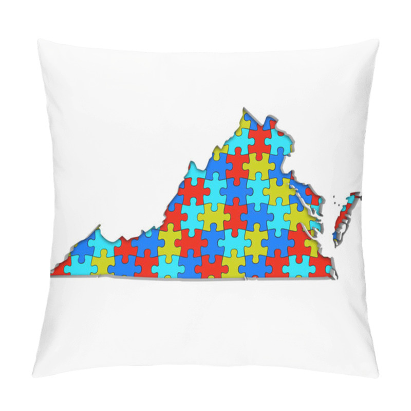 Personality  Silhouette Of Virginia Full Of Puzzle Pieces On White Background  Pillow Covers