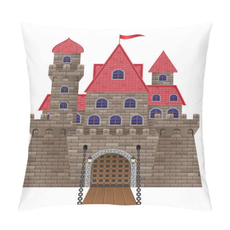 Personality  Ancient Old Stone Castle Vector Illustration Pillow Covers