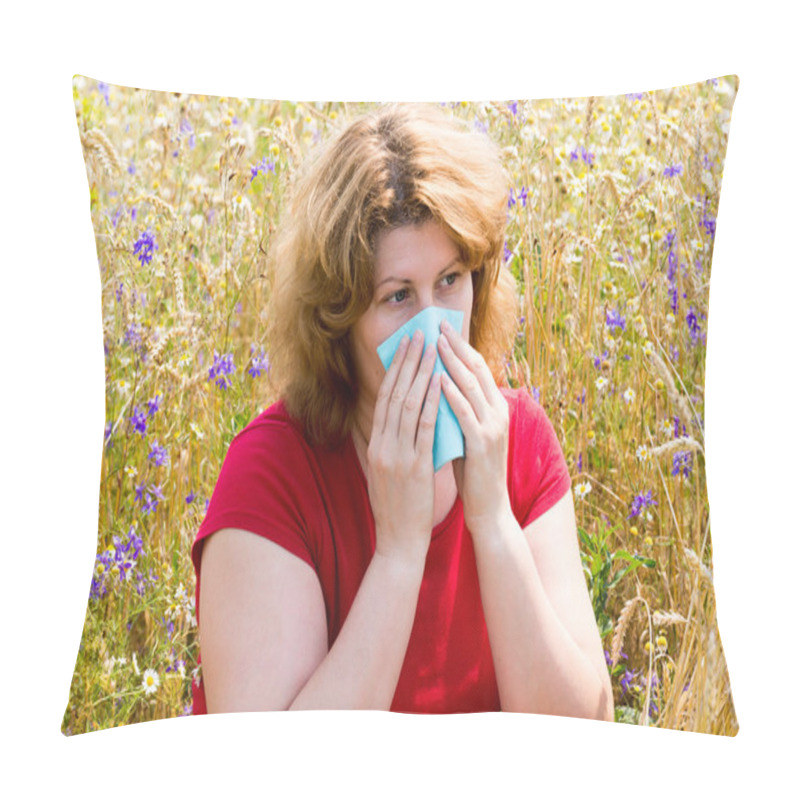 Personality  Fat Woman With Allergic Rhinitis In  Meadow Pillow Covers