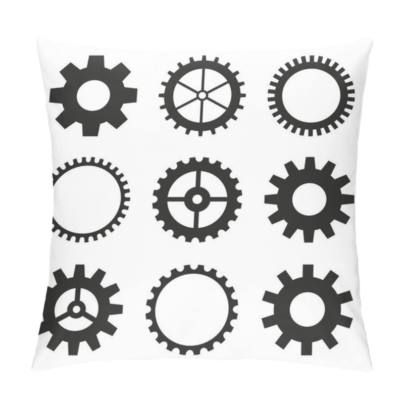 Personality  Icons Of Gear Wheel. Pillow Covers