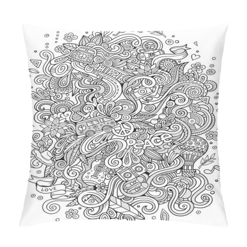 Personality  Cartoon Hippie Doodles  Pillow Covers