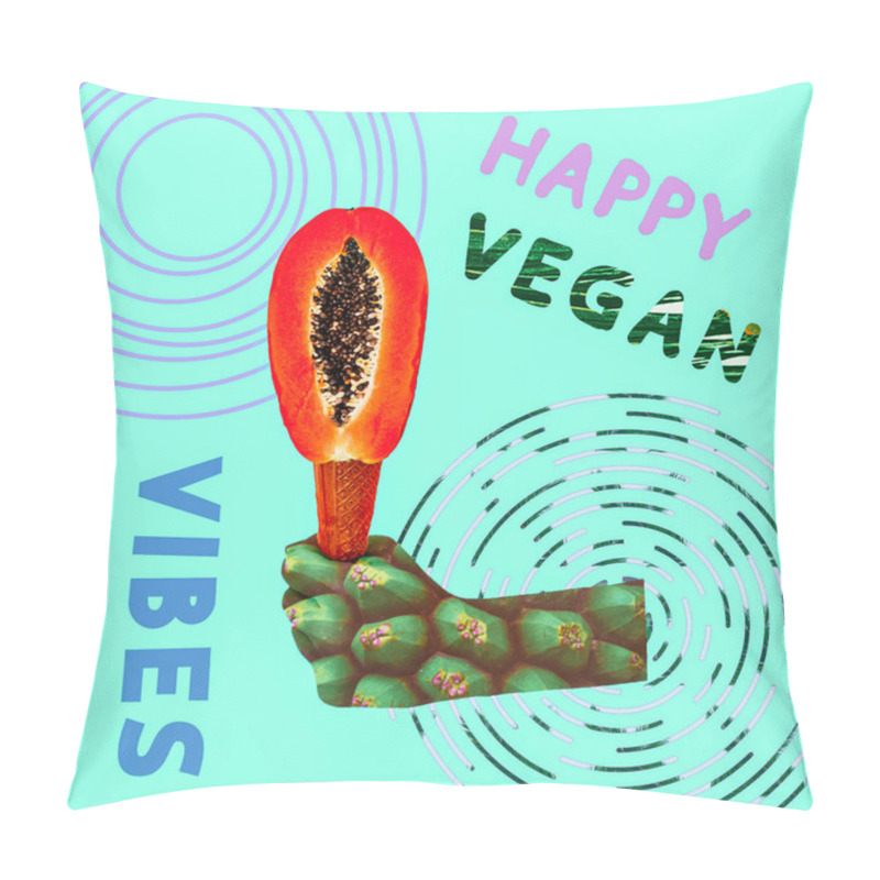 Personality  Modern Design Collage Art. Design Project For Vegans. Be Vegan.  Pillow Covers