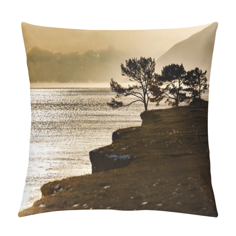 Personality  Pine Trees At The Shore Of Baikal Lake In Winter Pillow Covers