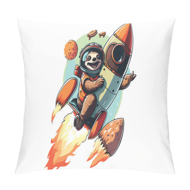 Personality  Sloth Riding A Plane Vector Illustration Pillow Covers