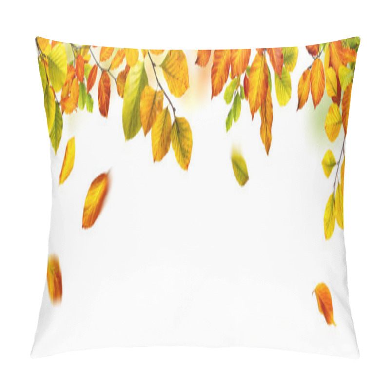 Personality  Autumn Leaves Border On White Background Pillow Covers