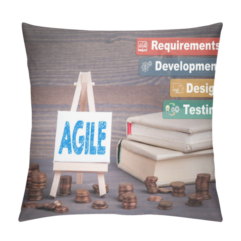 Personality  Agile Software Development, Business Concept. Miniature Easel With Small Change Pillow Covers