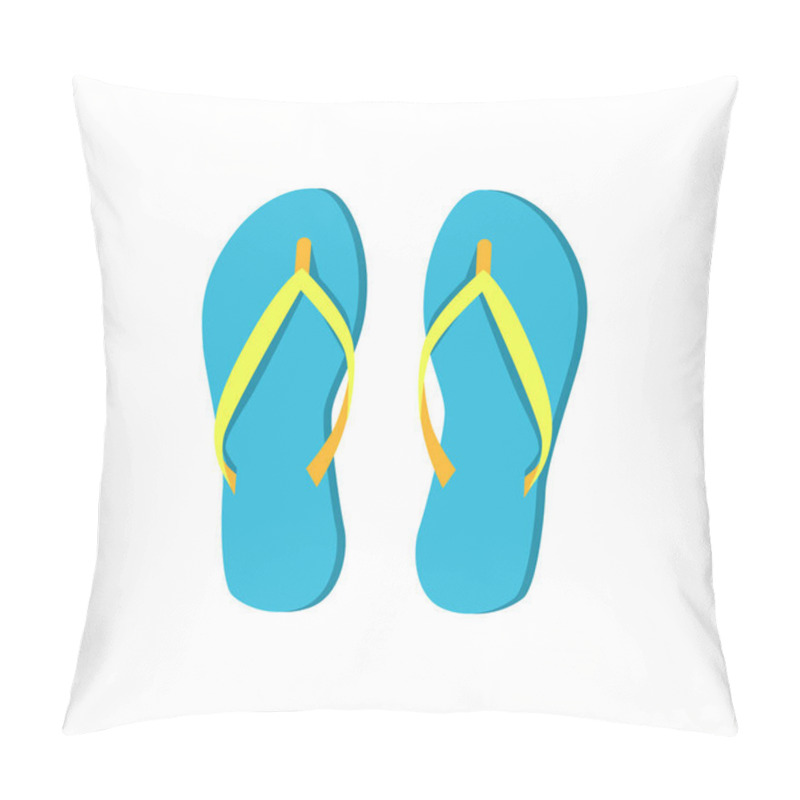 Personality  Flip-Flops Blue Summer Shoes Vector Illustration Pillow Covers