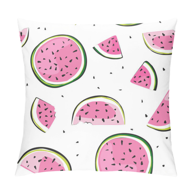 Personality  Vintage Watermelon Pattern, Great Design For Any Purposes. Watermelon Fruit Vector. Nature Wallpaper. Vitamin Nutrition. Food Texture. Melon Background. Exotic Fabric Wallpaper Pillow Covers