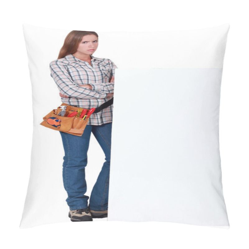 Personality  Angry Woman Standing Behind A Wall Pillow Covers