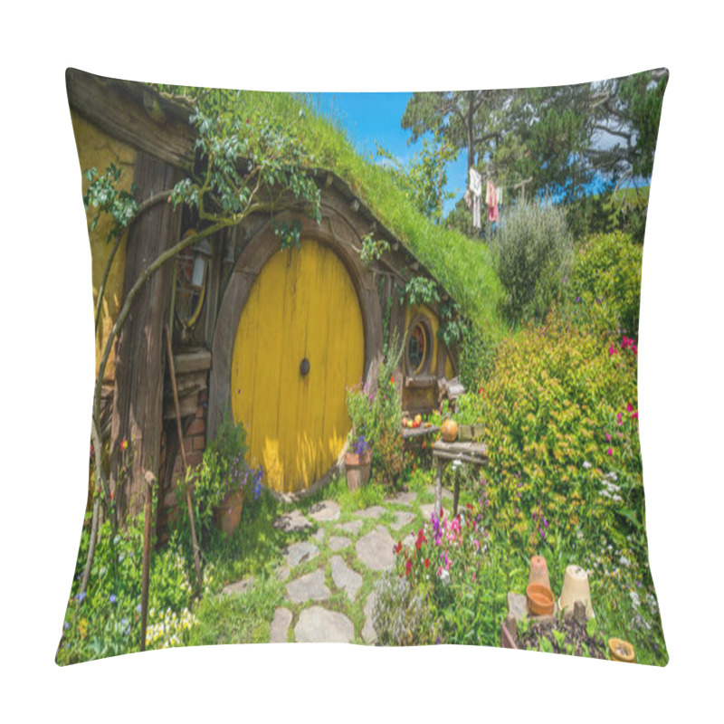 Personality  Matamata, New Zealand - Dec 11, 2016: Hobbiton Movie Set Created For Filming The Lord Of The Rings And The Hobbit Movies In North Island Of New Zealand. It Is Opened For Tourist Who Visit New Zealand. Pillow Covers