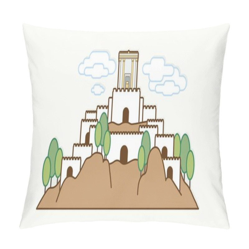 Personality  Jerusalem Israel, Temple At Old City Israel Cartoon Graphic Vector. Pillow Covers