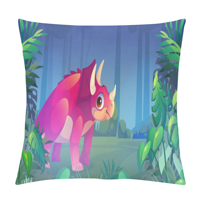 Personality  Triceratops Dinosaur In Jungle, Prehistoric Animal Pillow Covers