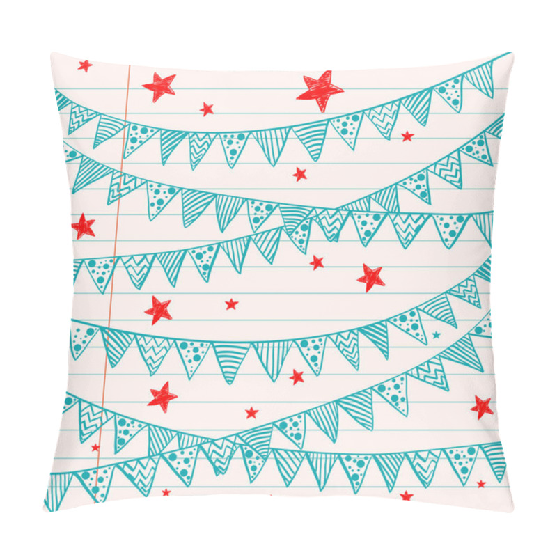 Personality  Bunting Flags On A Lined Notebook Paper. Pillow Covers